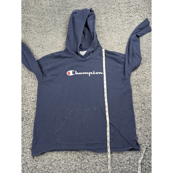 Champion Hoodie Men Medium Blue Athleisure Lightweight Logo Pullover Sweatshirt - Picture 4 of 6